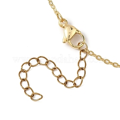 Collar de cadena de cable de latón con colgante ovalado floral blanco y azul de porcelana hecho a mano para mujer&nbsp;NJEW-JN05675