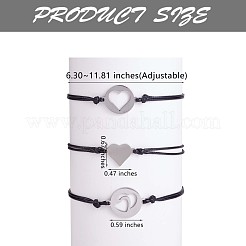 Ensemble de bracelets à maillons en forme de cœur en acier inoxydable 430 de 3 styles&nbsp;JB720A