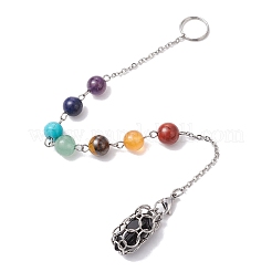 3 pièce 3 styles 304 chaîne en acier inoxydable pochette en macramé support de pierre vide pendules de radiesthésie&nbsp;PALLOY-JF02878