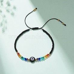Murano mal de ojo y pulsera de cuentas de vidrio&nbsp;BJEW-JB08367-04