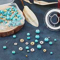 DIY-Set zur Herstellung einer Halskette aus synthetischen türkisfarbenen Perlen&nbsp;DIY-SC0018-05