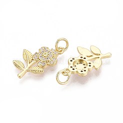 Pendentifs avec zircon cubiques à micro-pavés en laiton&nbsp;KK-T071-128G