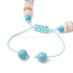 Bracelets tressés en perles de turquoise synthétique et de coquillages d'eau douce naturels pour femmes&nbsp;BJEW-JB12023