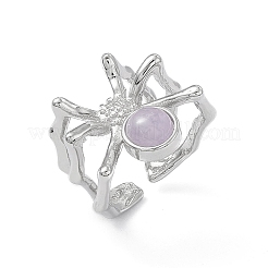 Anillos de puño de kunzita natural de araña&nbsp;RJEW-G273-02P-08
