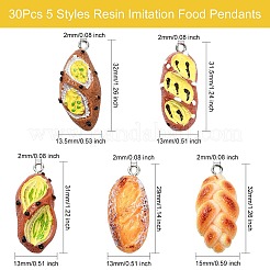 30 pièces 5 styles de pendentifs alimentaires imitation résine&nbsp;FIND-CJ0002-49