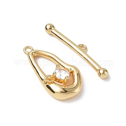 Knebelverschlüsse aus Messing mit durchsichtigem Kubisch Zirkonia-Pavé&nbsp;KK-P223-45G