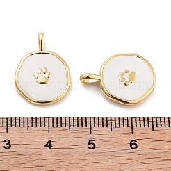 Pendentifs en laiton émaillé à motif d'empreinte de patte en forme de rond plat&nbsp;KK-G512-12G