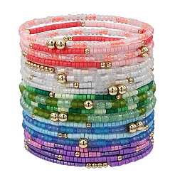 20 Stück Stretch-Armband-Set aus Glasperlen in 20 Farben&nbsp;BJEW-SW001593