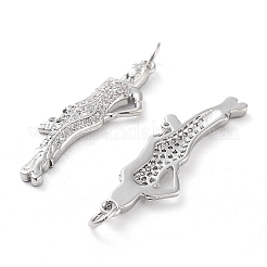 Placage de crémaillère en laiton micro pavé pendentifs en zircone cubique claire&nbsp;KK-M280-03P