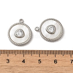 304 Edelstahl Pavé Kristall Strass Anhänger mit Muschel&nbsp;STAS-L022-331P
