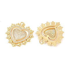 Pendenti in zirconi cubici trasparenti in micro pavè di ottone&nbsp;X-KK-C166-04G