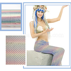 Glitzernder Fischschuppenstoff aus Polyester mit Meerjungfrauen-Print und Hologramm&nbsp;DIY-WH0304-480