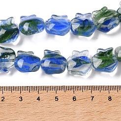 Brins de perles de lampwork faites à la main avec des fleurs intérieures&nbsp;LA-CBA3F7A-01D