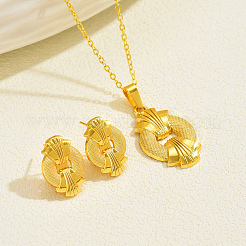Messingring-Anhänger-Halskette und Ohrstecker-Sets für Damen&nbsp;PL1796
