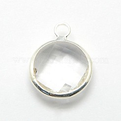 Colgantes de cristal de latón chapado en color plata&nbsp;GLAA-J018A-S