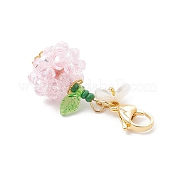 Decorazioni pendenti con perline di semi di vetro e diaspro imperiale sintetico tinto di frutta e fiori&nbsp;HJEW-MZ00307-02