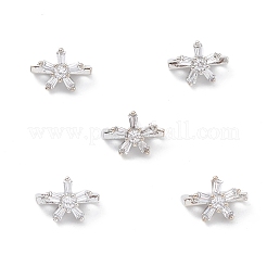 Placcatura cremagliera in ottone con pavé di ciondoli a fiore in zirconia cubica trasparente&nbsp;KK-G464-01P
