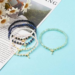 Bracelets à breloques extensibles en pierres précieuses naturelles mélangées&nbsp;BJEW-JB06253