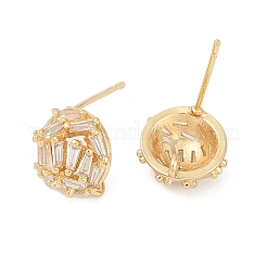 Fornituras de latón micro pave zirconia pendiente del perno prisionero&nbsp;KK-Z094-12G