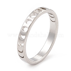 Bague en acier inoxydable 201 anti-ternissement avec phases de lune pour femme&nbsp;RJEW-A006-03P