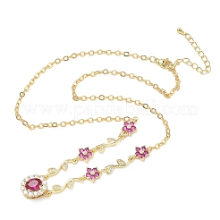 Colliers pendentifs en laiton pavé de zirconiums cubiques en forme de fleur&nbsp;NJEW-C121-04A-01G