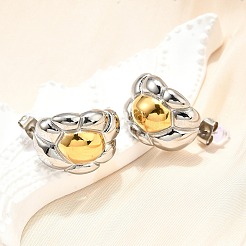Boucles d'oreilles à tige bicolores en acier inoxydable 304 pour femmes&nbsp;EJEW-R023-01GP-06