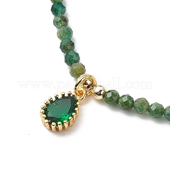 Collana con pendente a goccia di zirconi cubici con catene di perline di pietre preziose naturali per le donne&nbsp;NJEW-JN04121