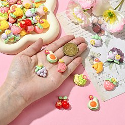 55 Stück 11 Stile opake Decoden-Cabochons aus Harz mit Blumen und Früchten&nbsp;RESI-CJ0004-10
