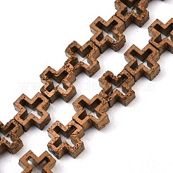 Galvanisierte natürliche Lavasteinperlenstränge&nbsp;G-K388-02J