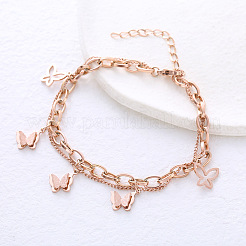 Amis Rad Winter Damen Armband Schmetterling Mehrkettchen Titan Stahl Roségold Schmuck&nbsp;ET6922