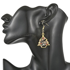 Pendientes colgantes de latón y vidrio para mujer&nbsp;EJEW-TA00825