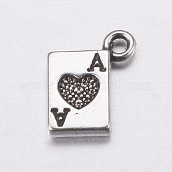 Placcato argento antico stile tibetano di zinco ciondoli in lega di poker ace&nbsp;X-AC0322