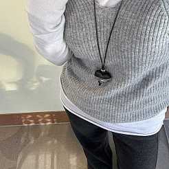 Collana da donna con ciondolo regolabile in lega e legno&nbsp;WG305B3-01