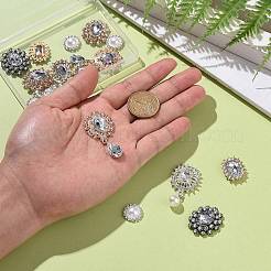 16 pz 6 cabochon in plastica ABS con perle finte e lega&nbsp;RB-BC0001-04