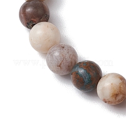 Braccialetti elasticizzati rotondi da donna con perline di agata foglia di bambù naturale rotonda da 6 mm&nbsp;BJEW-JB10660