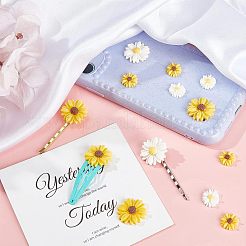 110 Stück 6 Stil Flatback Haar & Kostüm Accessoires Ornamente Scrapbook Verzierungen Resin Blume Daisy Cabochons&nbsp;CRES-FH0001-08