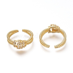Latón micro pave anillos de brazalete de circonio cúbico&nbsp;LS-RJEW-P018-10G