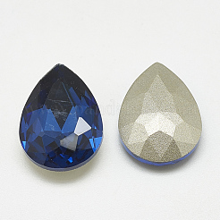 Cabochons en verre avec strass de dos avec point&nbsp;RGLA-T081-13x18mm-13