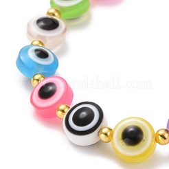 Tondo piatto con braccialetto di perline malocchio&nbsp;BJEW-JB07102-02