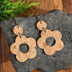 Boucles d'oreilles pendantes en bois et alliage de zinc&nbsp;WG01F54-01