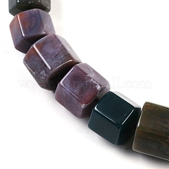 Colliers de perles graduées en agate indienne naturelle à prisme hexagonal pour femmes et hommes&nbsp;NJEW-K388-03T