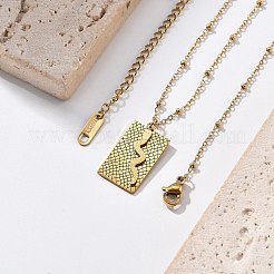 Collana con catena satellitare a forma di serpente rettangolare in acciaio inossidabile 304 per donna&nbsp;NJEW-F332-01G