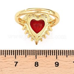 Verstellbare Fingerringe aus Messing mit Mikropflaster und Zirkonia für Damen&nbsp;RJEW-K314-01G