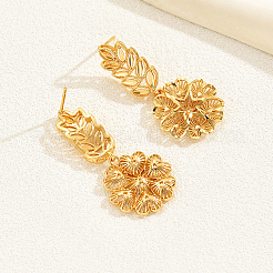 Ohrstecker aus Messing im Vintage-Urlaubsstil mit Blatt und Blume&nbsp;AN4292