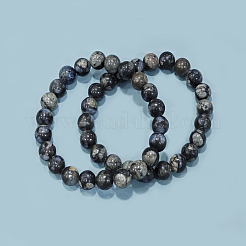 Bracciali con perline elastiche in glaucofano naturale&nbsp;G-A185-01W