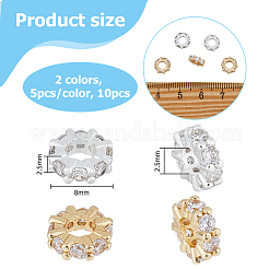 10 Stück 2 Farben Messing Micro Pave klare Zirkonia Abstandsperlen&nbsp;KK-HS0001-53