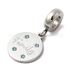 304 Edelstahl Saphir Strass europäischen Anhänger Charms&nbsp;STAS-D153-06B-P