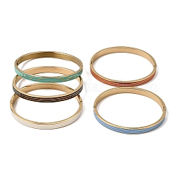 Brazaletes articulados de acero inoxidable 304 esmaltado a rayas para mujer&nbsp;SA-CBAC920-06G