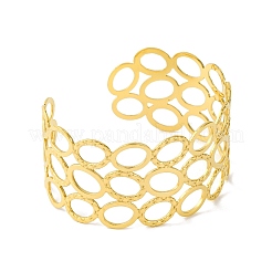 Bracelets manchettes ovales en acier inoxydable 304 avec placage ionique (IP) pour femmes&nbsp;BJEW-B104-16G
