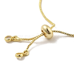 Bracelet coulissant perlé rond en laiton placage en rack avec zircone cubique transparente pour femme&nbsp;BJEW-F432-03G